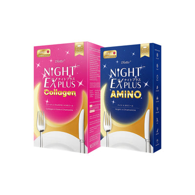 [เซตสองสูตรลองทาน] Tokoyo Night Ex Plus [Collagen] I โตโกโย ไนท์ อีเอ็กซ์ พลัส สูตร คอลลาเจน 30 แคปซูล - 1 กล่อง  +  Tokoyo Night Ex Plus [Amino] I โตโกโย ไนท์ อีเอ็กซ์ พลัส สูตร อะมิโน 10 แคปซูล - 1 กล่อง